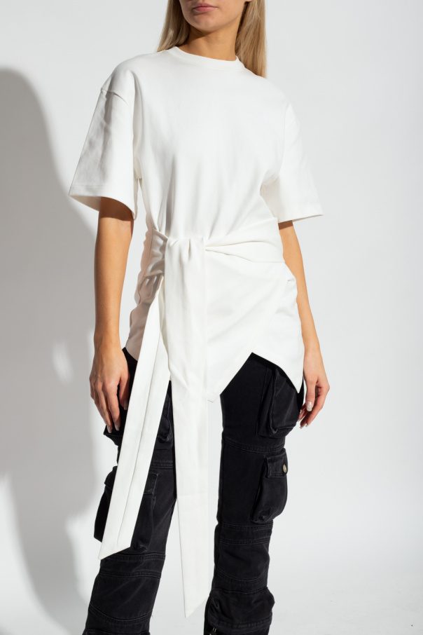 White 'Mabel' asymmetric T - shirt with tie waist The Attico